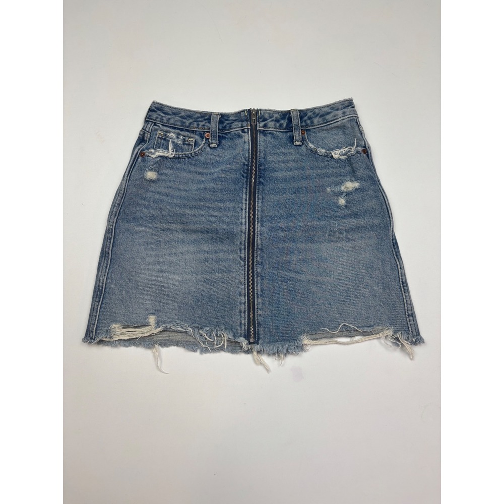 Abercrombie & Fitch Zoe Natural Rise Vintage A-Line Denim Skirt Distressed 27/4
